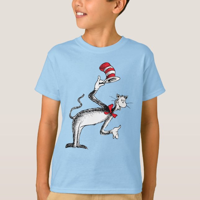 Katten i hatten tar ett klipp t shirt (Framsida)