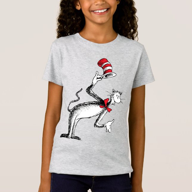 Katten i hatten tar ett klipp t shirt (Framsida)