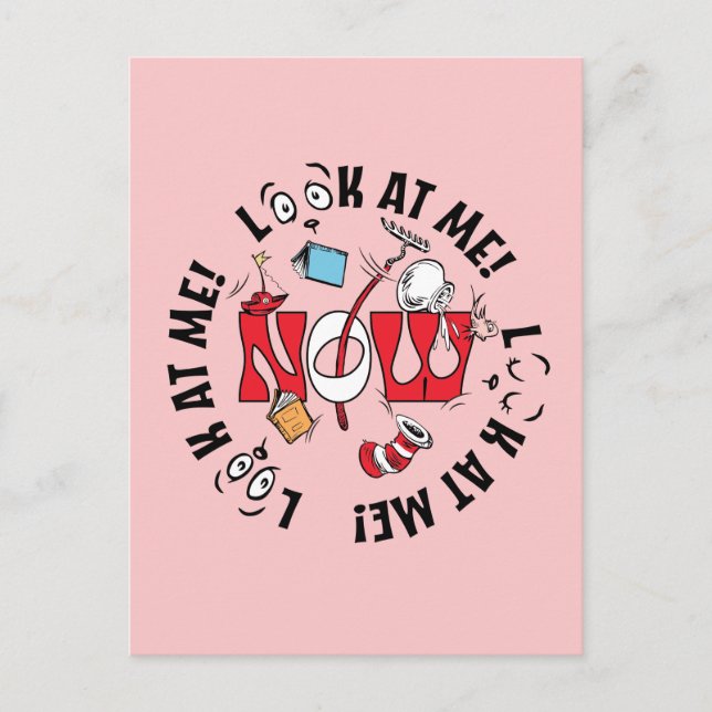 Katten i hatten | Titta på mig! Titta på mig! Vykort (Framsida)