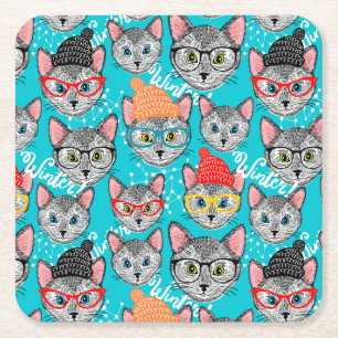 Katten i hatten underlägg papper kvadrat