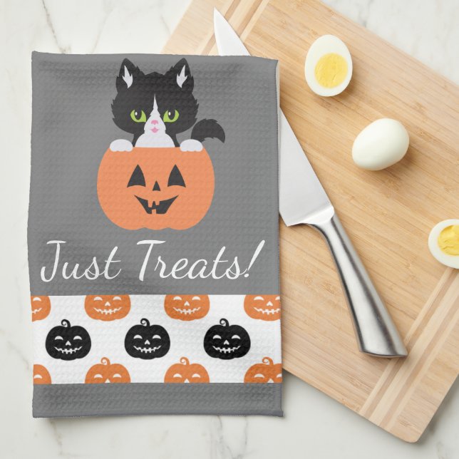 Katten i Pumpkin Kitchen Towel Kökshandduk (Vikt i Fjärdedel)