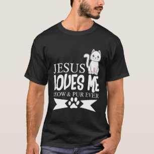 Katten Jesus älskar mig jamar ungdomkristen T Shirt