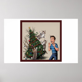 Katten klättrar och kommer att toppa Träd över Poster