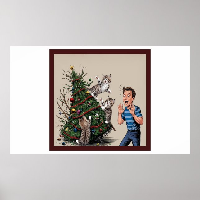 Katten klättrar och kommer att toppa Träd över Poster (Framsidan)