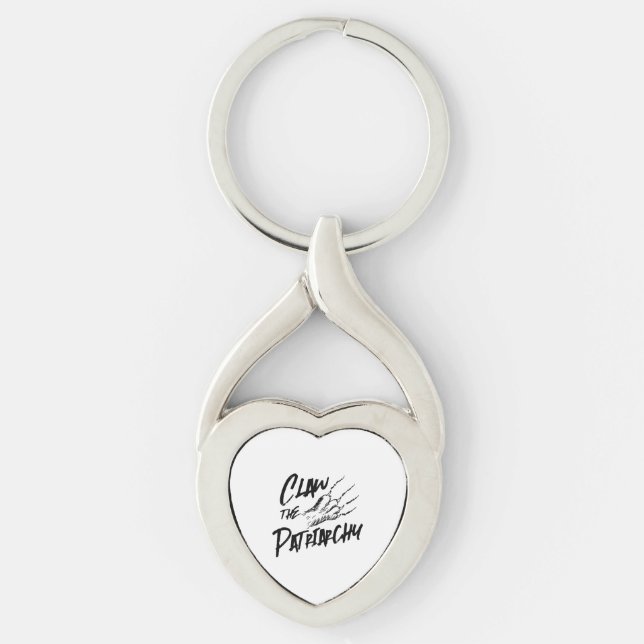 Katten klöar patriarkatet twisted heart silverfärgad nyckelring (Framsidan)