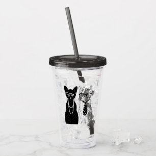Katten kopplar ihop take away mugg