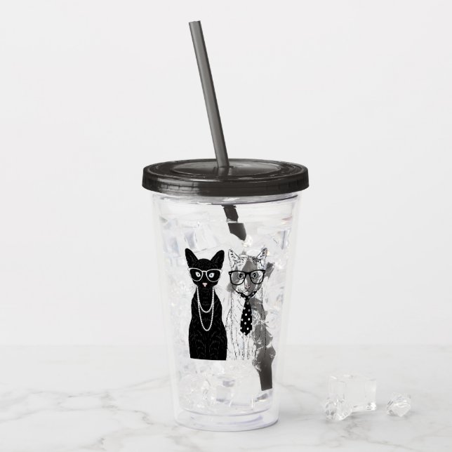 Katten kopplar ihop take away mugg (Framsida Ice)