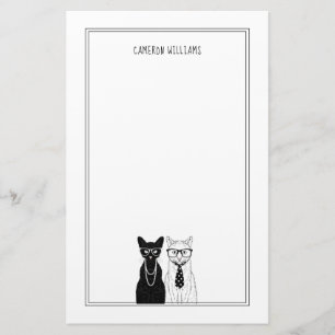 Katten kopplar ihop tillfogar ditt namn brevpapper