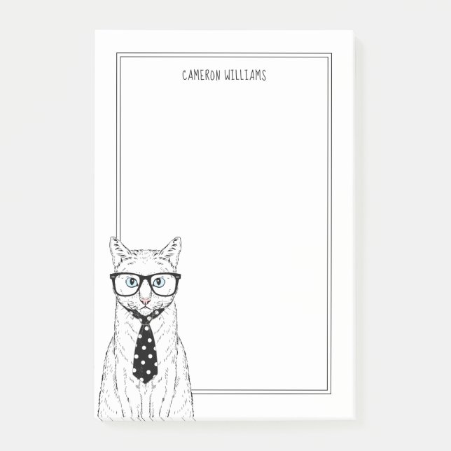 Katten kopplar ihop | tillfogar ditt namn post-it block (Framsida)