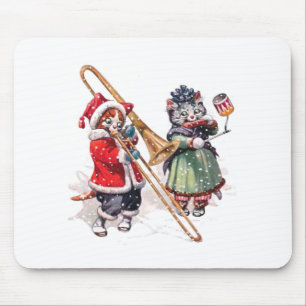 Katten leker trombonen i snön musmatta