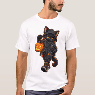 Katten med Jacks lampa - Halloween T Shirt
