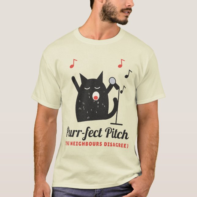 Katten med perfekt tonhöjd sjunger t shirt (Framsida)