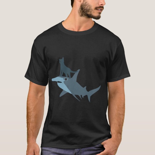 Katten och hajen vänner t shirt (Framsida)