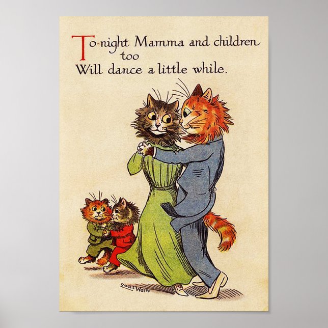 Katten och katten dansar, Louis Wain Poster (Framsidan)