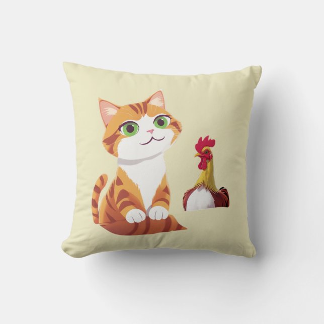 Katten och kycklingen Dekorativ kudde (Framsida)