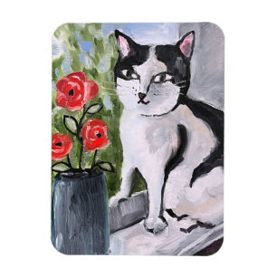 Katten och vallmo magnet