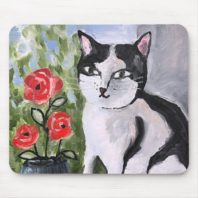 Katten och vallmo musmatta (Framsidan)