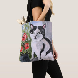 Katten och vallmo tygkasse