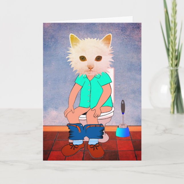 KATTEN PÅ TOILET FUNNITS PÅ DIN KORT (Framsida)