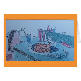 katten sjunker in hälsningskort