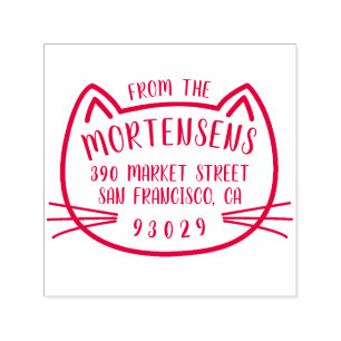 Katten skisserar typografiefternamnreturadressen självfärgande stämpel