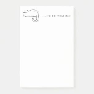 Katten släntrar skissar post-it block