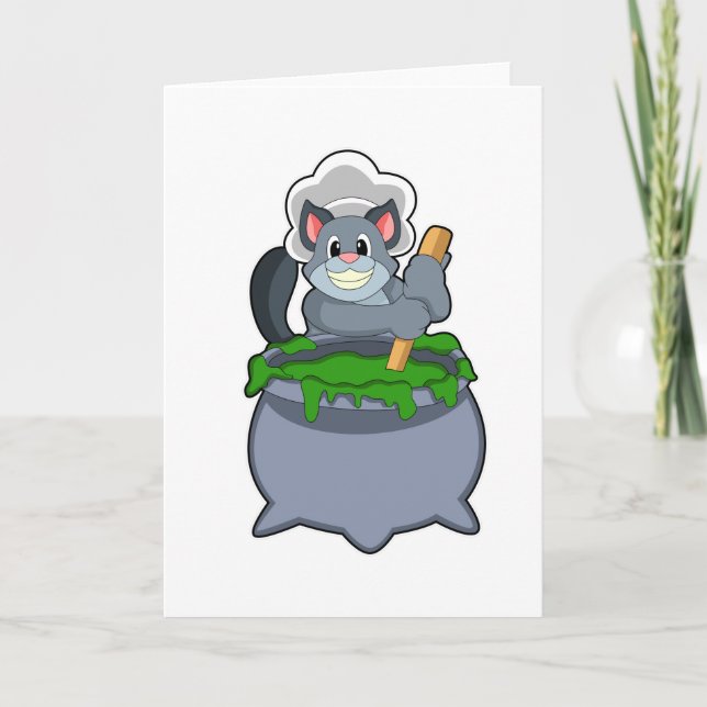 Katten som kock med magisk dryck kort (Framsida)