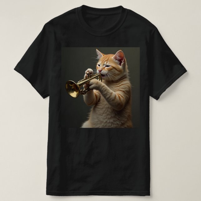 Katten spelar trumpet. t shirt (Design framsida)