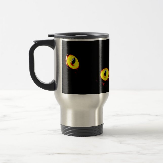 Katten synar den 15 uns rostfritt ståltravel mug resemugg (Vänster)