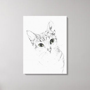 Katten synar en ritateckning canvastryck