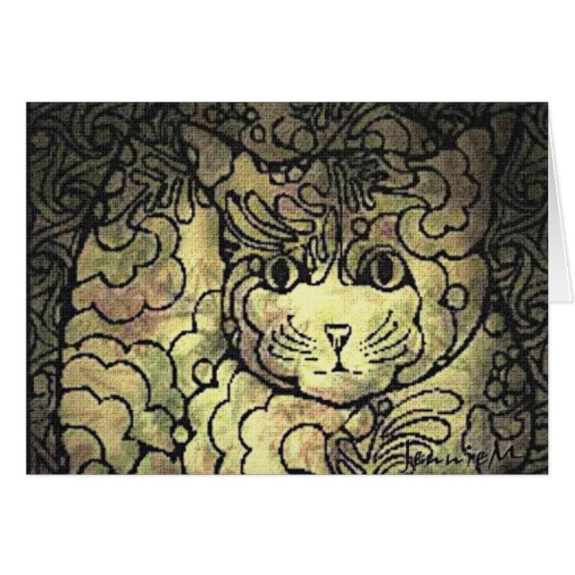 Katten ta sig en tupplur hälsningskort (Framsidan Horizontal)