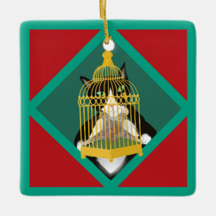 Katten tolv dagar jul Anpassningsbar dag 2 Julgransprydnad Keramik