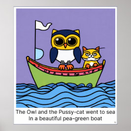 Katten uggla och fitta gick till havs - Skriv ut Poster