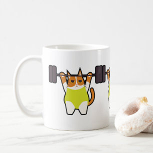 Katten väger lyftande rolig kondition för kaffemugg