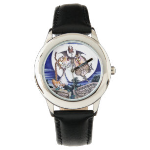 Katten vid Fladdermus och Uggla-bevakningen Armbandsur