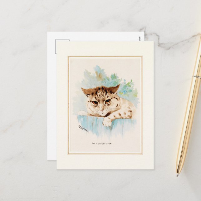 Katten vid nästa dörr av Louis Wain Helg Vykort (Fram/Back In Situ)