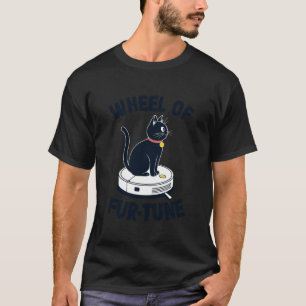 Katten Wheel of Fur-Tune på robotdammsugare katt  T Shirt