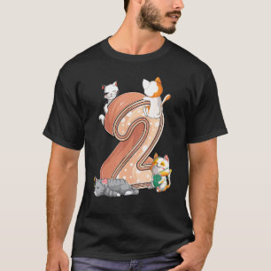 Kattens Andra 2:a Födelsedagsfirande Två 2 År Gamm T Shirt