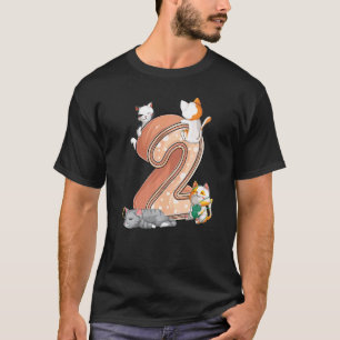 Kattens Andra 2:a Födelsedagsfirande Två 2 År Gamm T Shirt