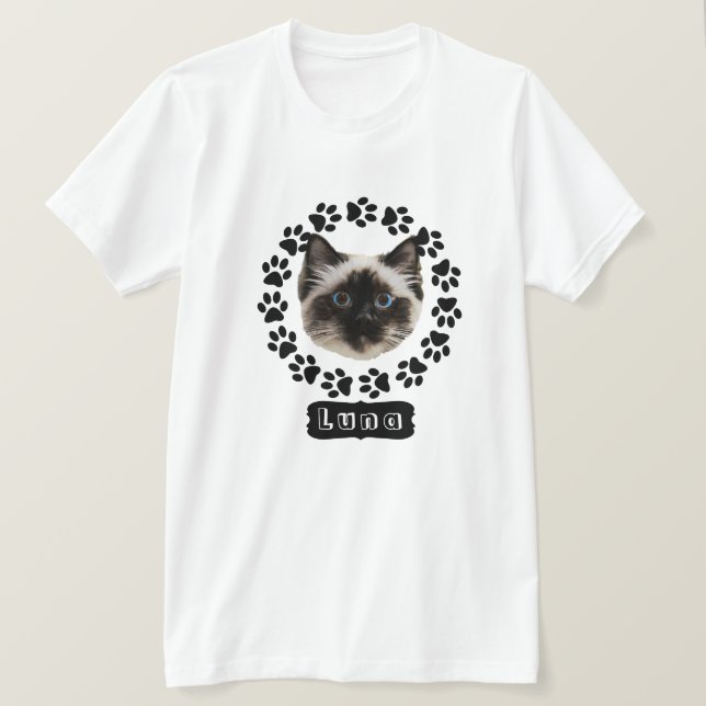 Kattens Ansikte Roligt Tass T Shirt (Design framsida)