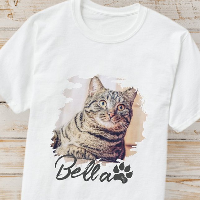 Kattens enkla moderna Coola, Namn och foto T Shirt (Skapare uppladdad)