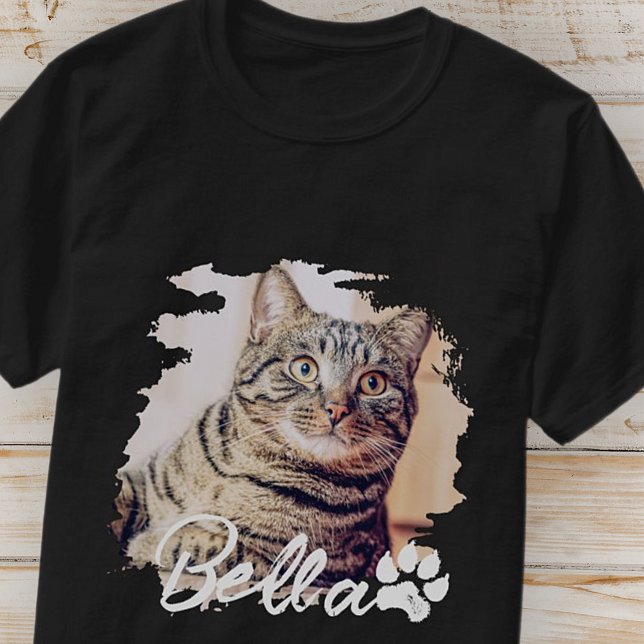 Kattens enkla moderna Coola, Namn och foto T Shirt (Skapare uppladdad)