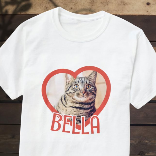 Kattens enkla, moderna, lekande hjärta Namn och fo T Shirt (Skapare uppladdad)