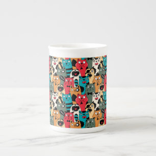 Kattens folkmassa benporslin mugg