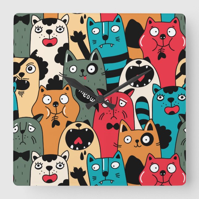 Kattens folkmassa fyrkantig klocka (Framsida)