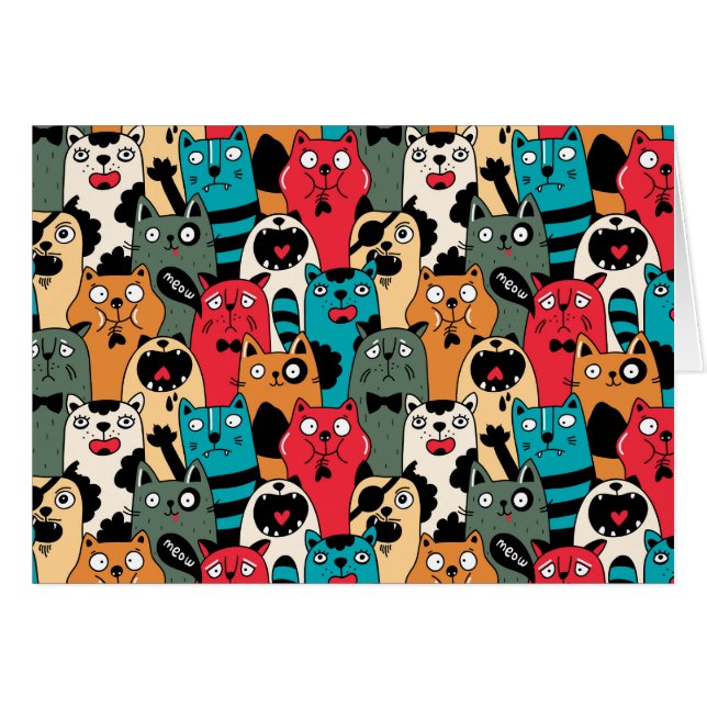 Kattens folkmassa hälsningskort (Framsidan Horizontal)