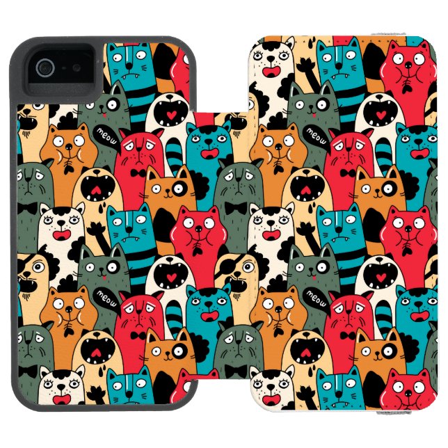 Kattens folkmassa incipio iPhone wallet skal (Folio Öppen)