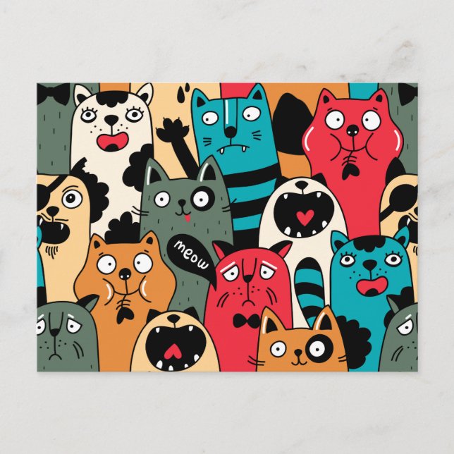 Kattens folkmassa vykort (Framsida)