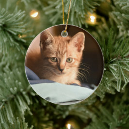Kattens första jul julgransprydnad keramik