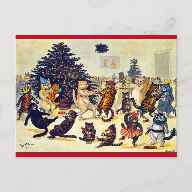 Kattens julfest, Louis Wain Helg Vykort (Framsida)